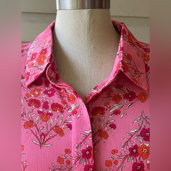 Like New (No Brand) Floral Pink Lightweight Women's Top | Size L - Picture 4 of 8